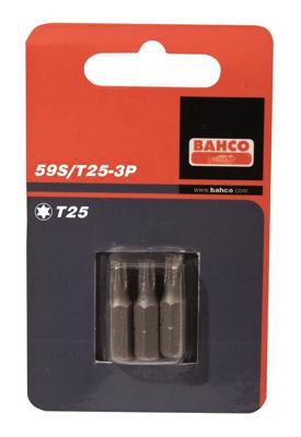 Bahco x3 bits t25 25mm 1/4" dr standard. | 59S/T25-3P Bahco x3 bits t25 25mm 1/4" dr standard. | 59S/T25-3P
