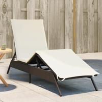 Ligbed met kussen poly rattan bruin - thumbnail