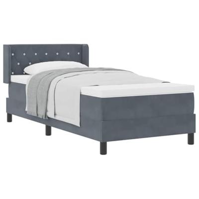 Boxspringbed met matras fluweel donkergrijs 90x190 cm
