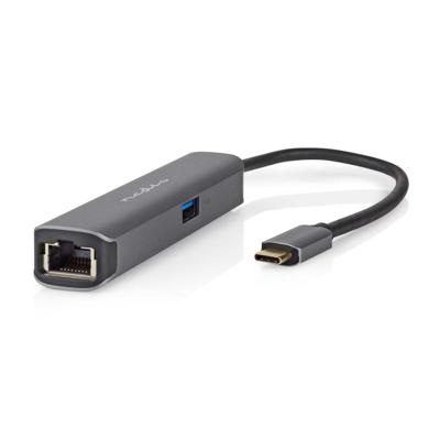 Nedis CCBW64220AT02 Usb Multi-port Adapter Usb 3.2 Gen 1 Usb-c™ Male Hdmi™ Output / Rj45 Female / Usb-a Female / Usb-c™ Female 5 Gbps 0.20 M Rond Verguld Pvc Antraciet Doos
