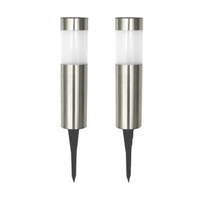 Solar priklamp lucifer rvs padverlichting op zonne-energie (2 stuks)