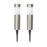 Solar priklamp lucifer rvs padverlichting op zonne-energie (2 stuks) - thumbnail