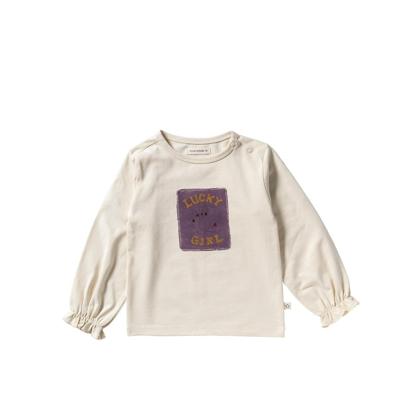 Your wishes winter t-shirt meisjes - beige - Lucky Girl - longsleeve