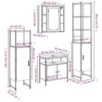 4-delige Badkamermeubelset bewerkt hout zwart - thumbnail