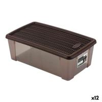Doos met deksel Stefanplast 19,5 x 11,5 x 33 cm Plastic Chocolade 5 L (12 Stuks) - thumbnail