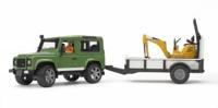 Bruder Landrover + Aanhanger met Graafmachine - thumbnail