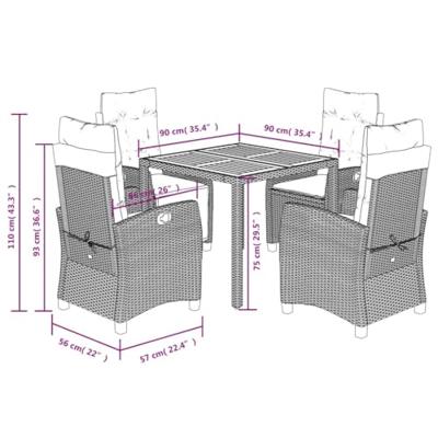 5-delige Tuinset met kussens poly rattan zwart 5-delige Tuinset met kussens poly rattan zwart
