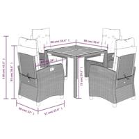 5-delige Tuinset met kussens poly rattan zwart - thumbnail