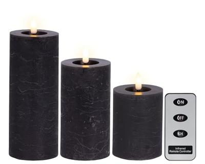 LED Kaarsenset wax 3-delig grijs