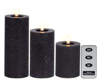 LED Kaarsenset wax 3-delig grijs - thumbnail