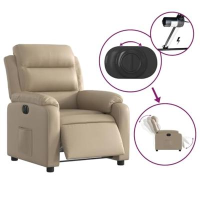 Fauteuil verstelbaar elektrisch kunstleer cappuccinokleurig