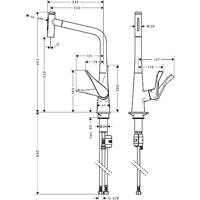 Hansgrohe Metris Select M71 M7117-h320 ééngreeps keukenmengkraan met uittrekbare vuistdouche, chroom - thumbnail