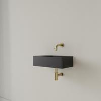 Fontein Gliss Design Freya Solid Marble 40x22x10 cm Zonder Kraangat Links Mat Zwart - thumbnail