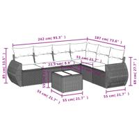 6-delige Loungeset met kussens poly rattan grijs - thumbnail