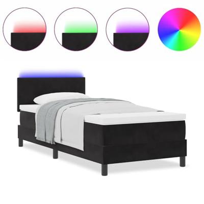 Boxspringbed met matras en LED fluweel zwart 100x200 cm