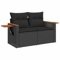 7-delige Loungeset met kussens poly rattan acacia zwart - thumbnail