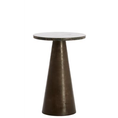 Light & Living Ronde Bijzettafel 'Ynez' Marmer, 36cm, kleur Donkerbruin