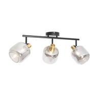 QAZQA Plafondspot zwart met smoke glas langwerpig 3-lichts - Zuzanna - thumbnail