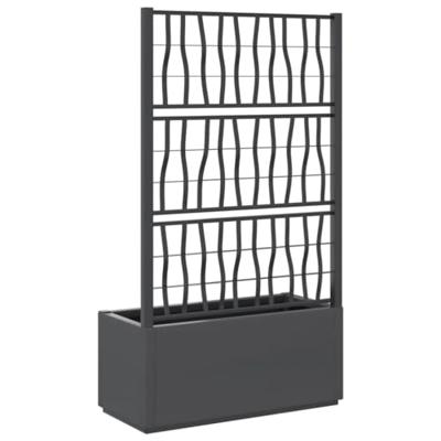 VidaXL Plantenbak met latwerk 80x36x140 cm polypropeen donkergrijs VidaXL Plantenbak met latwerk 80x36x140 cm polypropeen donkergrijs