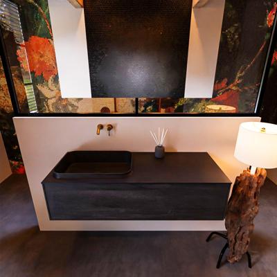 Badkamermeubelset Mondiaz Erin 120 cm met 1 Lade met RIDGE Wastafel Links Urban Zonder Kraangaten Greeploos Mat Dark Brown Badkamermeubelset Mondiaz Erin 120 cm met 1 Lade met RIDGE Wastafel Links Urban Zonder Kraangaten Greeploos Mat Dark Brown