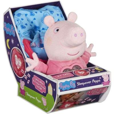 Knuffel met slaapzakje, lichteffect en slaapliedje - BANDAI - Peppa Pig - Zachte en knuffelbare knuffel met slaapzak