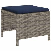 Tuinbankenset met kussen 6 pcs Grijs en Marineblauw poly rattan - thumbnail