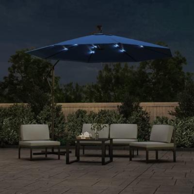 VidaXL Zweefparasol met led en stalen paal 300 cm azuurblauw