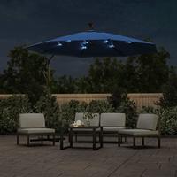Zweefparasol met LED-verlichting en stalen paal 300 cm blauw - thumbnail