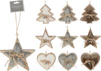 Hangdeco hout 11cm 9ass design kerst Nampook - Nampook - thumbnail