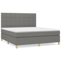 Boxspring met matras stof donkergrijs 180x200 cm - thumbnail