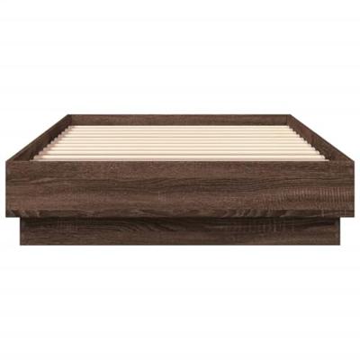 Bedframe bewerkt hout bruin eikenkleur 100x200 cm Bedframe bewerkt hout bruin eikenkleur 100x200 cm