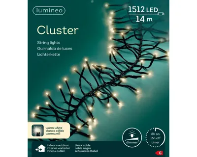 Lumineo clusterverlichting 14m 1512led warm wit Lumineo clusterverlichting 14m 1512led warm wit