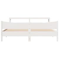 Bedframe met hoofdbord massief grenenhout wit 200x200 cm - thumbnail