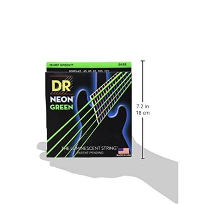 DR Strings NGB5-45 Hi-Def Neon green 45-125 set 5 snaren voor elektrische basgitaar