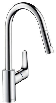 Hansgrohe Focus keukenkraan met uittrekbare vuistdouche RVS look 31815800