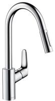 Hansgrohe Focus keukenkraan met uittrekbare vuistdouche RVS look 31815800 - thumbnail
