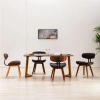 Eetkamerstoelen 4 st gebogen hout en stof grijs - thumbnail
