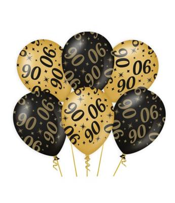 Classy Ballonnen 90 Jaar Zwart/Goud (6st)