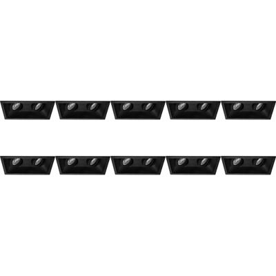 Kantelbare Dubbele Inbouwspot GU10 - Zwart Aluminium - 10-Pack