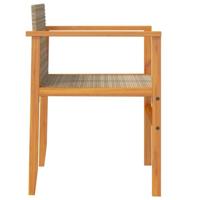 Tuinstoelen 2 st met kussens poly rattan en massief hout beige - thumbnail