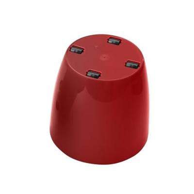 Glanzende plantenpot - GARDEN ID - Glanzend Rood met wielen - 35 x 32 cm - Keramiek look - Waterdicht - Gemakkelijk te verplaatsen