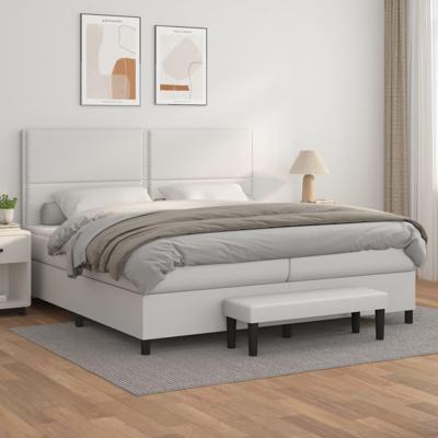 Boxspring met matras kunstleer wit 200x200 cm