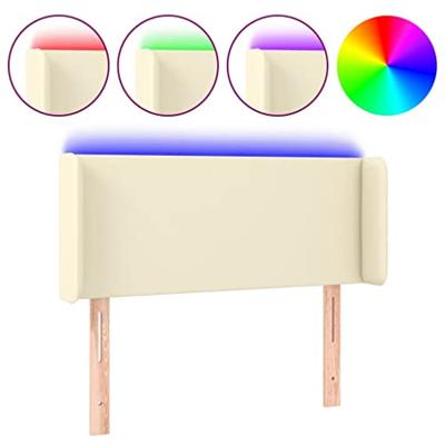Hoofdbord LED 93x16x78/88 cm kunstleer crèmekleurig