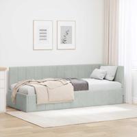 Hoekbedframe met hoofdeinde Lichtgrijs 80 x 200 cm Fluweel - thumbnail