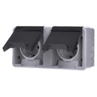 Buitenstopcontact dubbel horizontaal grijs Gira