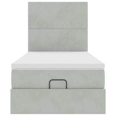 Ottoman bed met matrassen en LED's 80x200cm fluweel lichtgrijs