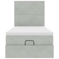 Ottoman bed met matrassen en LED's 80x200cm fluweel lichtgrijs - thumbnail