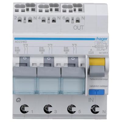 Hager ADZ316D Aardlekschakelaar 3-fasig 3-polig 16 A 0.03 A 230 V