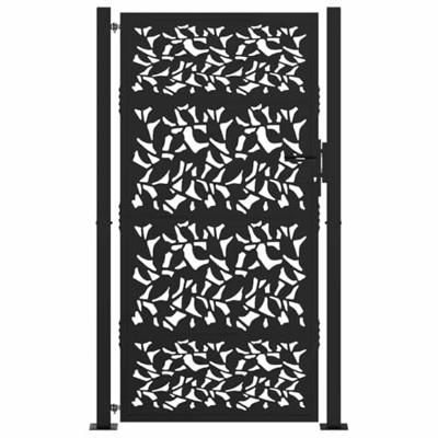 Poort met bladontwerp 100x175 cm staal zwart