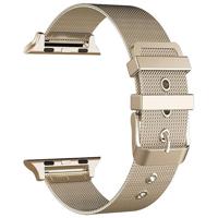 By Qubix - Milanese met gesp bandje - Vintage goud - Compatible met Apple Watch 44mm / 45mm / 46mm / 49mm - Compatible Apple watch bandjes - thumbnail